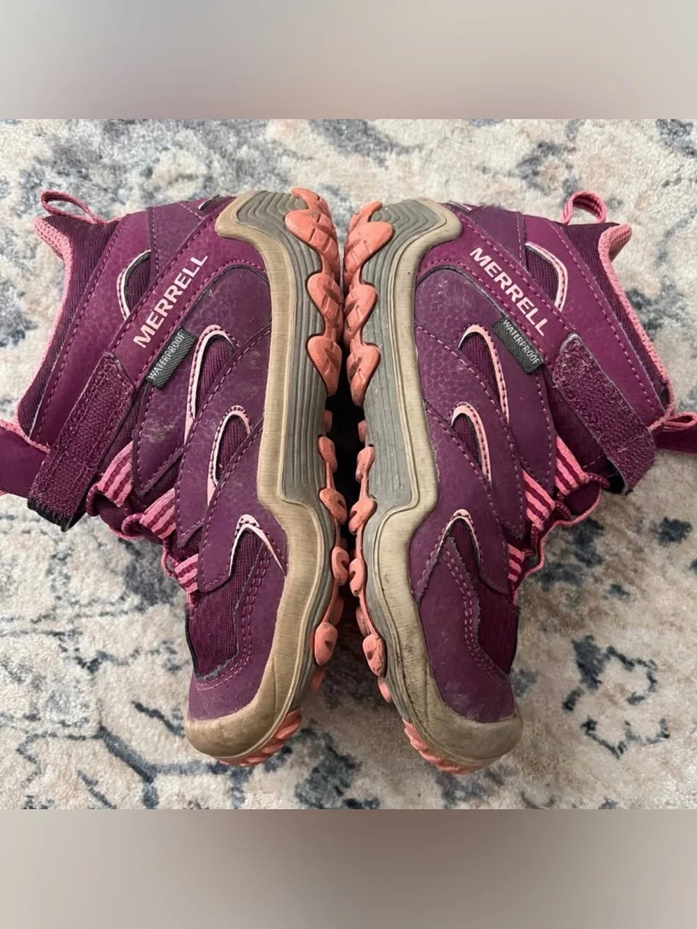 Merrell Kids Burgundy and Pink Waterproof Mid-Top Hiking Boot